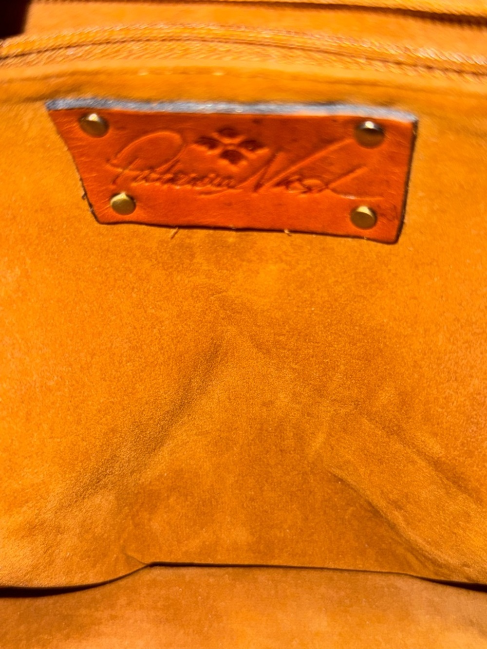 Patricia Nash Alencon backpack in a gold metallic finish. - Picture 6 of 9